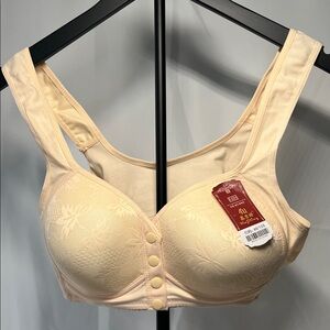 Chic Beige Floral Lace Bra